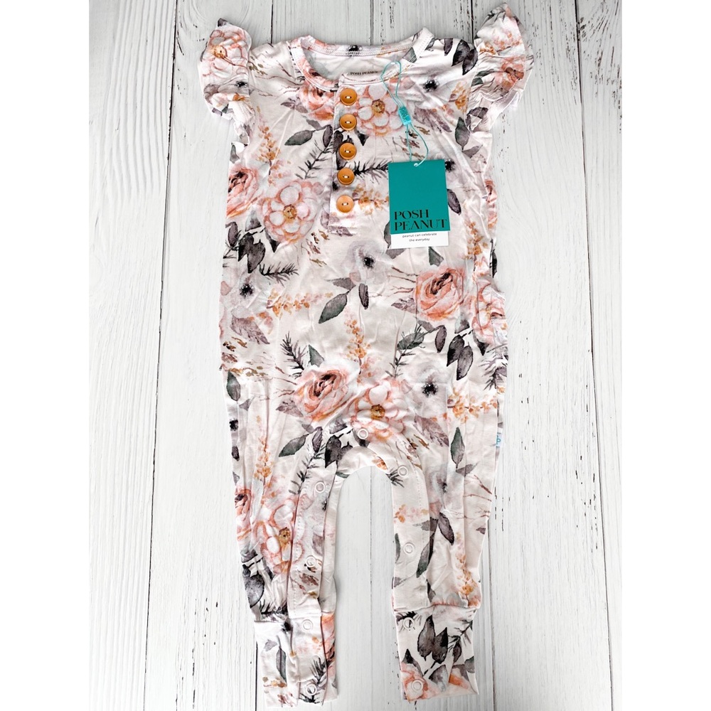 Posh Peanut Harlow Ruffled Cap Romper